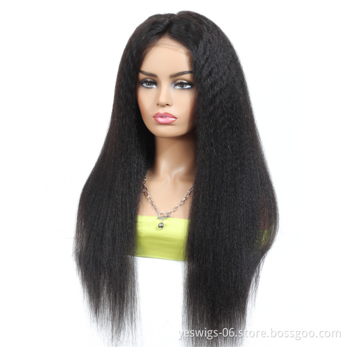 Natural Human Hair Brazilian 360 Frontal Wig Cuticle Aligned Unprocessed Mink Brazilian 360 Lace Front Wig Kinky Straight Hair